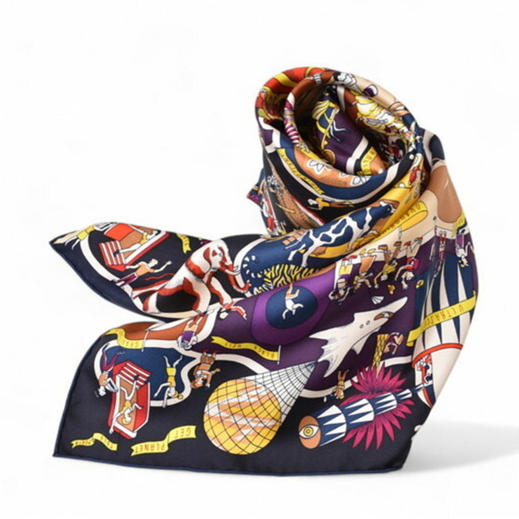 HERMES Navy Scarf - Picture 1 of 9